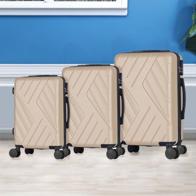 PROVITERA  Σετ 3 Σκληρές Βαλίτσες Βασιλεία με Ρόδες Easy Roll Τρόλεϊ Αποσκευές Ταξιδιού Κρέμα 02841841