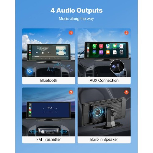 VEVOR Οθόνη Αφής Car Stereo 10 με CarPlay & Android Auto, Bluetooth...