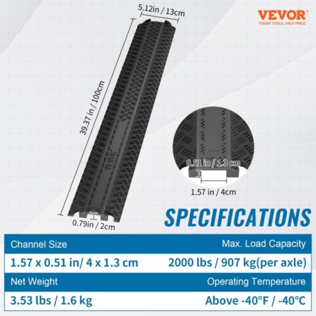 Καλώδιο Κάλυμμα Ράμπας VEVOR, 2,000 lbs/άξονα, Βαρέως Τύπου Προστατευτικό, Εσωτερικού/Εξωτερικού Χώρου  XKCDLBHQRSXXJYFSVV0