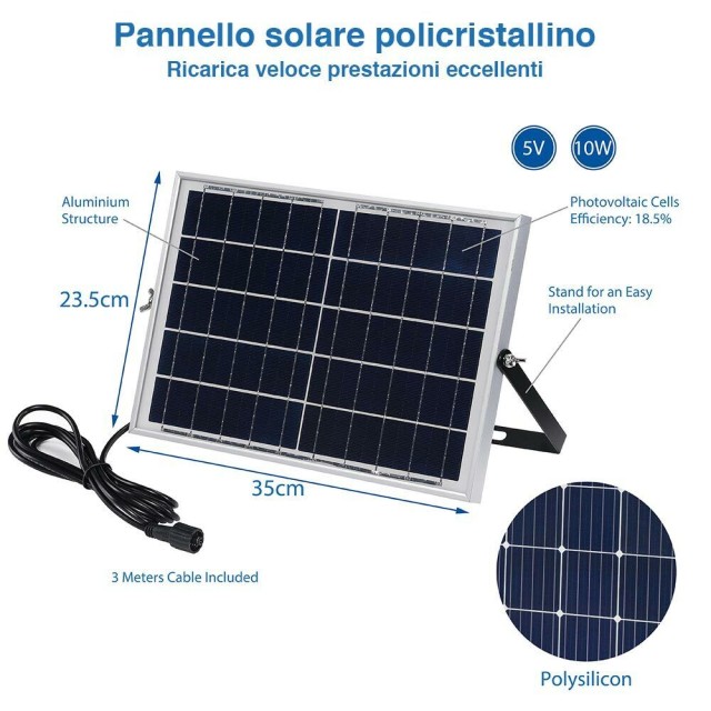 BAKAJI  Σετ 2 Fari LED 100W Ηλιακός Πάνελ Φως Εξωτερικού Χώρου Ρυθμιζόμενο 1000lm + Τηλεχειριστήριο  02834429