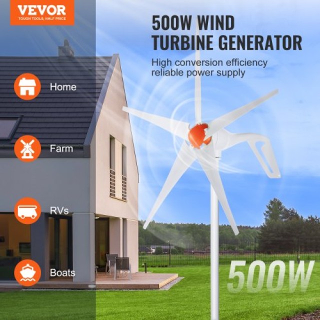 Ανεμογεννήτρια VEVOR 500W 12V με 5 Πτερύγια & MPPT Ελεγκτή  FSSFLWLFDJ4078Z0GV9