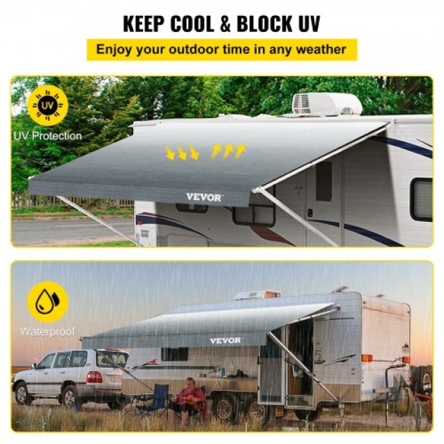 VEVOR Υφασμάτινη Τέντα RV 15 ft Γκρι Ντεγκραντέ 433 x 240 cm Γκρι Z...