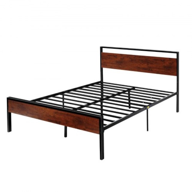 VEVOR Κρεβάτι Queen Size με Μεταλλικό Πλαίσιο, Κεφαλάρι και Ποδαρικ...