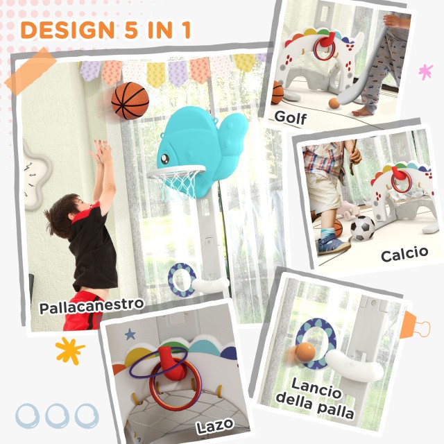 AIYAPLAY  Καλάθι Μπάσκετ για Παιδιά 5 σε 1 με Ρυθμιζόμενο Ύψος, Ποδ...