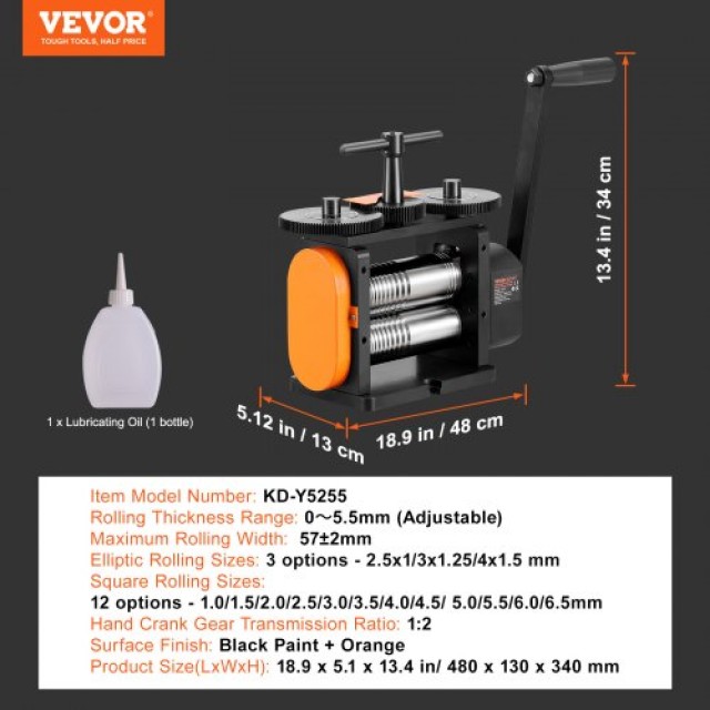 Μηχανή Χειροτεχνίας VEVOR Rolling Mill 57 mm για Κοσμήματα  SHYYPJ3H157M2T9N9V0