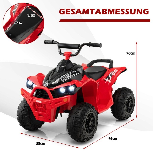 Costway  Παιδικό Quad Ηλεκτρικό Όχημα 4-8 Ετών με Ρεαλιστικό Σχεδια...