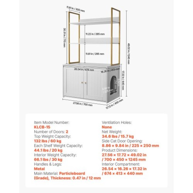VEVOR Έπιπλο Απόκρυψης Άμμου Γάτας (70cm) με Μεταλλικά Πόδια & Ράφι... VEVOR Έπιπλο Απόκρυψης Άμμου Γάτας (70cm) με Μεταλλικά Πόδια & Ράφι...