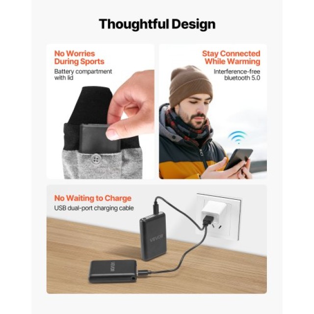 VEVOR Επαναφορτιζόμενες Θερμαινόμενες Κάλτσες με Έλεγχο APP και 4 Ε...