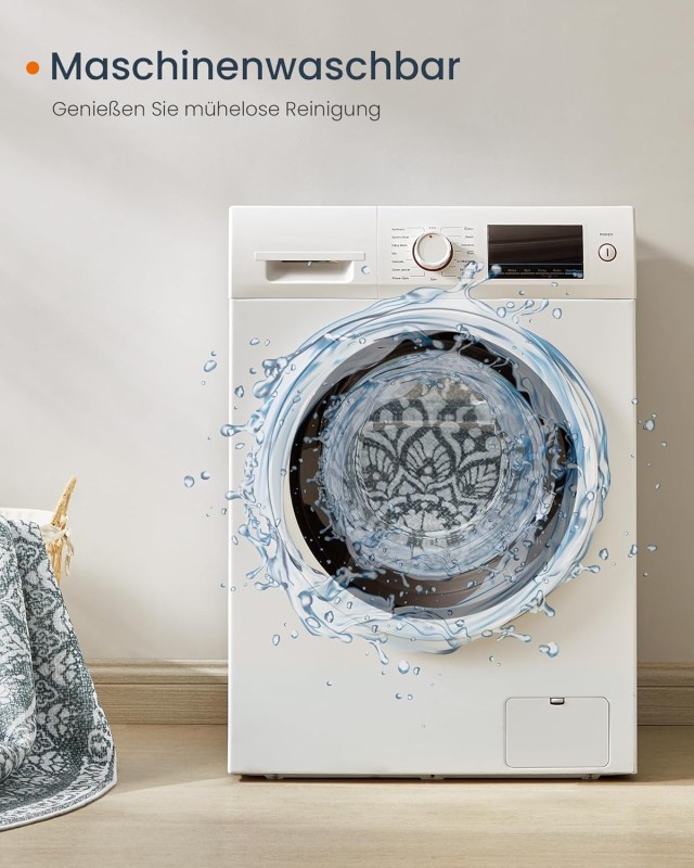 SONGMICS Στρογγυλό Χαλί Boho Ανθρακί Γκρι 120x120cm TAR051G02