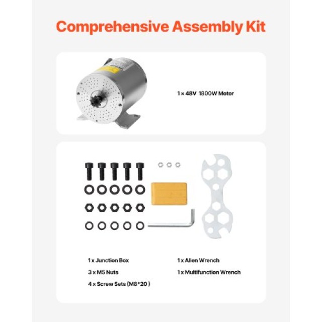 VEVOR Ηλεκτρικός Κινητήρας 1800W Brushless DC 48V 4500rpm για Ηλεκτ...