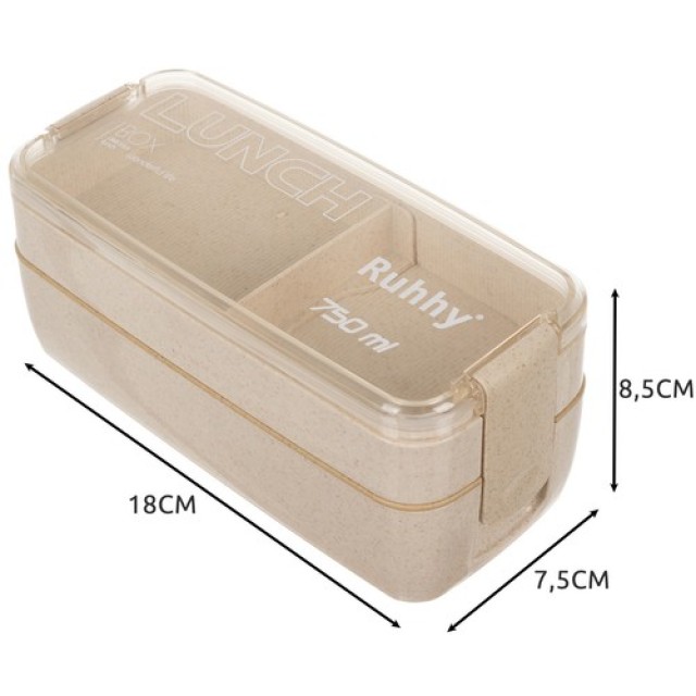 Φαγητοδοχείο - Lunch Box 2 Επιπέδων με Μαχαιροπίρουνα 750ml Ruhhy 24528