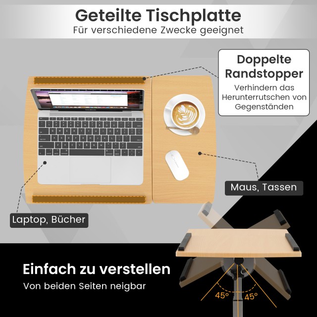 Costway Φορητό Ρυθμιζόμενο Τραπέζι με Ρόδες και Φρένα 60×40×71-91cm...