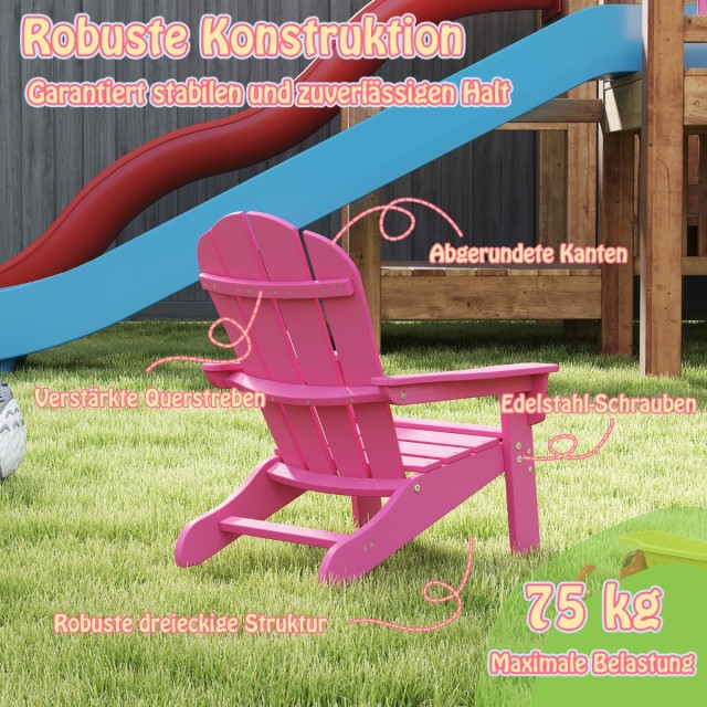 Costway Παιδική Καρέκλα Adirondack HDPE 53,5 x 52 x 64 εκ. με Εργονομική Πλάτη Ροζ NP11919PI