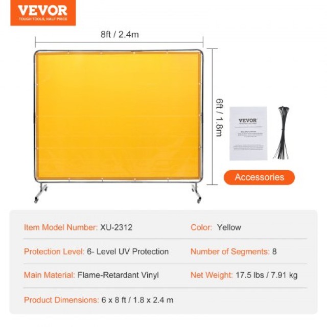 Οθόνη Συγκόλλησης VEVOR 6 x 8, Κινητή, Κίτρινη  DMSHJPF6X8YC6Z0XNV0