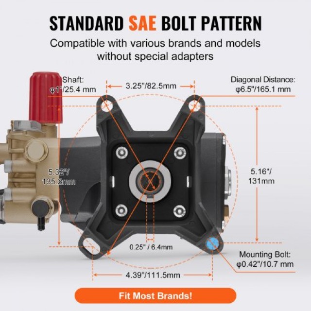 VEVOR  Αντλία Πλυστικού 1 Οριζόντια Τριπλή 4000 PSI 4.0GPM  HZQZB4G...
