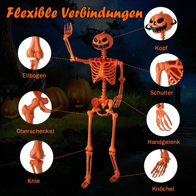 Costway Πορτοκαλί Πλαστικός Σκελετός με Κινούμενες Αρθρώσεις και Κε...