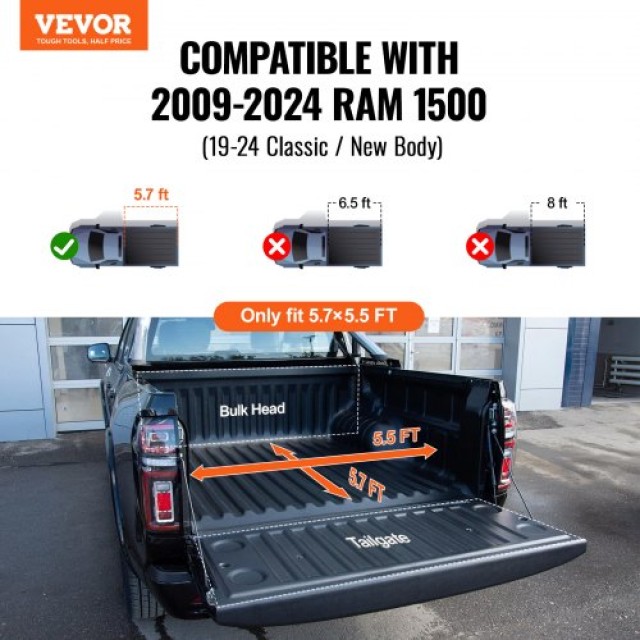 VEVOR Τριπλό Κάλυμμα Κουβούκλιο για Ram 1500 (2009-2024) με LED Φως  ZDSKCHBXGZDS4EZE5V9
