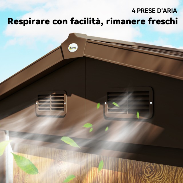 Outsunny Αποθήκη Κήπου με Συρόμενες Πόρτες, 2.3x1.5x2 μ, Καφέ 845-1...