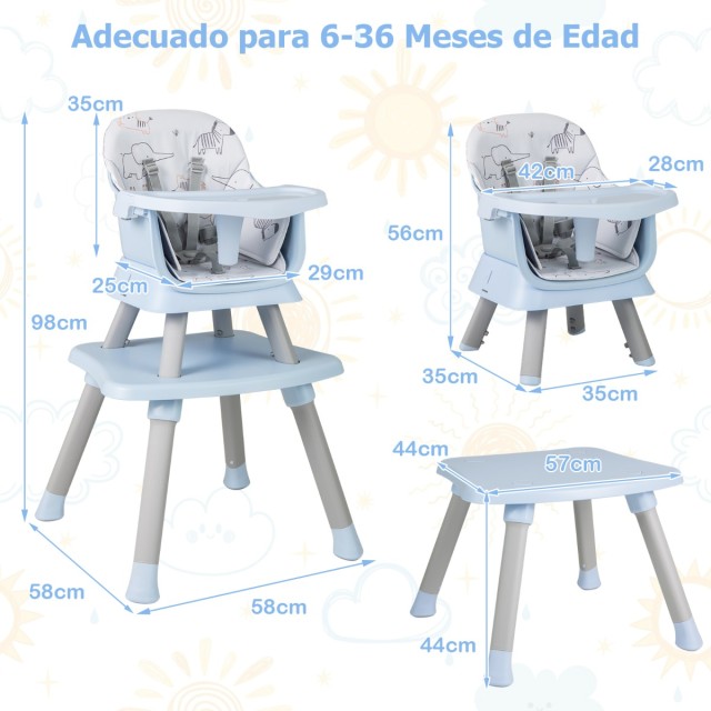 Costway Πολυλειτουργική Καρέκλα Μωρού 6-σε-1 Μπλε AD10027NY