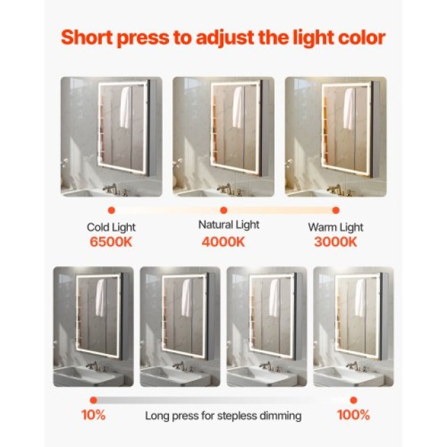 VEVOR Φωτιζόμενο Ντουλάπι Καθρέφτης 50 x 70 εκ. Εντοιχισμένο με Φωτ... VEVOR Φωτιζόμενο Ντουλάπι Καθρέφτης 50 x 70 εκ. Εντοιχισμένο με Φωτ...