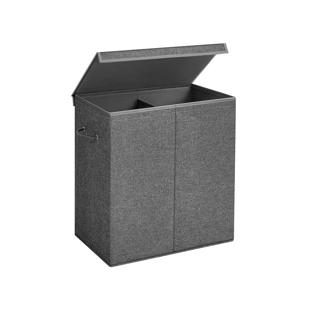 SONGMICS Καλάθι Απλύτων 142L Διπλού Διαμερίσματος 63 x 33 x 53 cm Σκούρο Γκρι, LCB002G02 