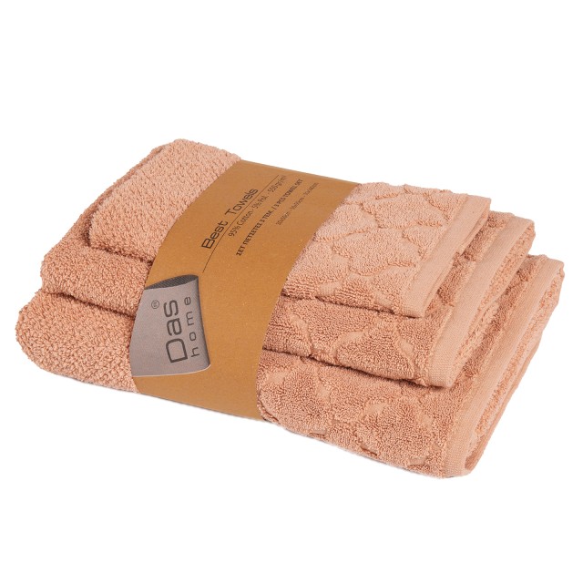DAS HOME Σετ Πετσέτες 3 Τεμαχίων Best 0793 Salmon 530708180793