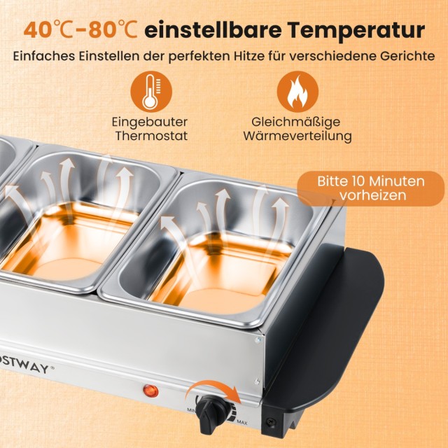 Costway Ηλεκτρική Πλάκα Διατήρησης Θερμότητας με 3 Αποσπώμενα Δοχεί... Costway Ηλεκτρική Πλάκα Διατήρησης Θερμότητας με 3 Αποσπώμενα Δοχεί...