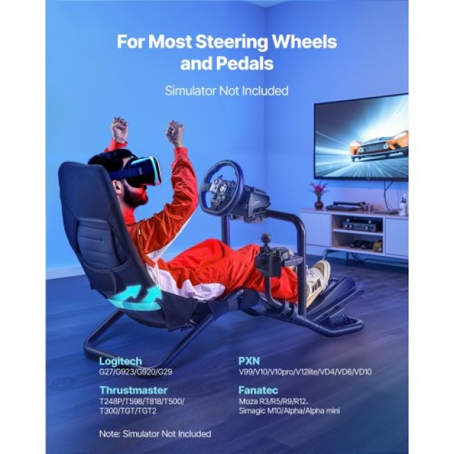 VEVOR Βάση Τιμονιού Αγώνων, Βαρύ Καθήκον Εξομοιωτής, Μαύρο ZXZCYTSC...