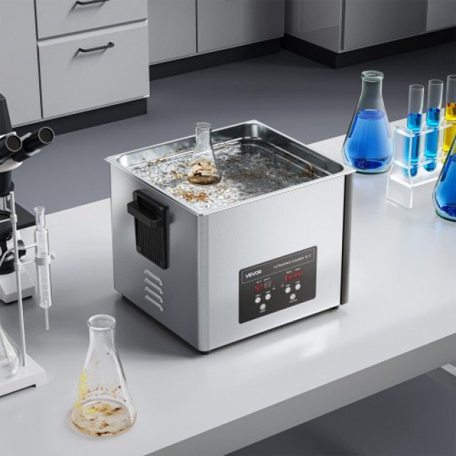 VEVOR Επαγγελματικός Υπερηχητικός Καθαριστής 15L με Καλάθι και Ψηφι...