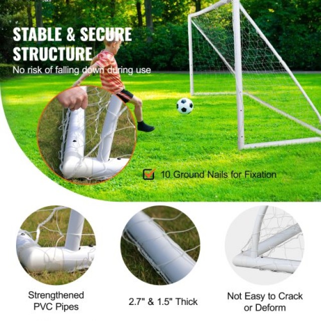 Φορηστό Τέρμα Ποδοσφαίρου VEVOR 12x6 ft, Δίχτυ Ποδοσφαίρου για Ενήλικες & Παιδιά, Μεγάλο Δίχτυ Προπόνησης, Ανθεκτικό σε Καιρικές Συνθήκες, με Τσάντα Μεταφοράς  PVCZQMPVC1262YDO0V0