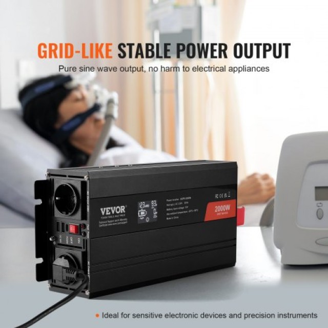 VEVOR Inverter 2000W 12V/230V LCD Remote CE  CZXNBQ2000WCKAYAZV2