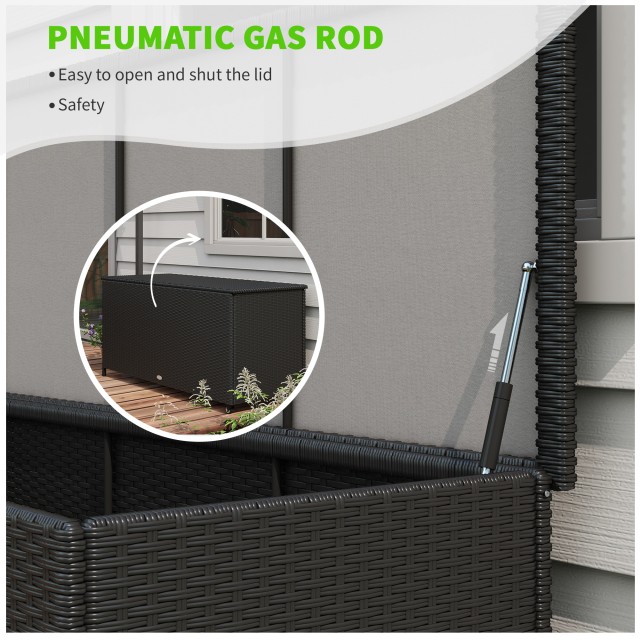 Outsunny PE Rattan Garden Storage Box με ρόδες και πλαϊνή λαβή, 121...