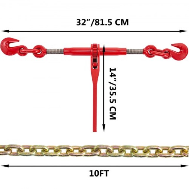 Σετ Αλυσίδας & Δεσμευτήρα VEVOR 3/8in-1/2in 10ft για Μεταφορές  SZGL43810Z2000001V0