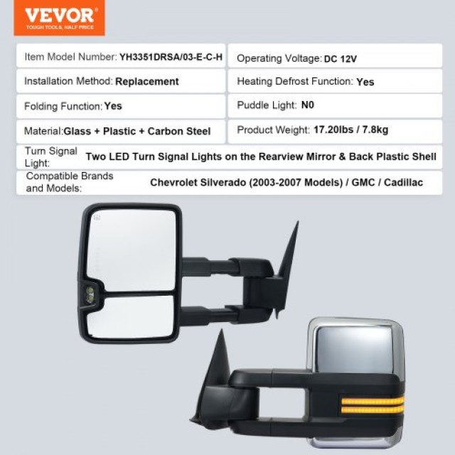 Καθρέπτες Ρυμούλκησης VEVOR για Chevrolet Silverado/GMC/Cadillac (2003-2007)  QYJHZKXFLSLDKFILVV9