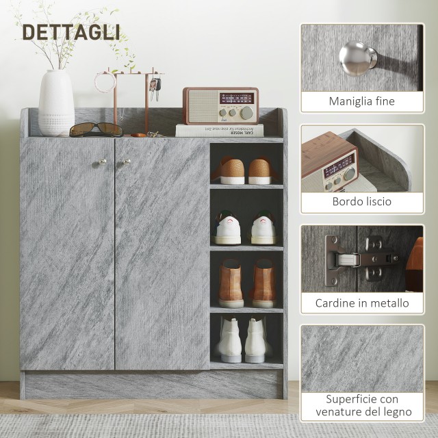 HOMCOM Σύγχρονο Παπουτσοθήκη Ξύλινη με 4 Ανοιχτά Ράφια και Ντουλάπι... HOMCOM Σύγχρονο Παπουτσοθήκη Ξύλινη με 4 Ανοιχτά Ράφια και Ντουλάπι...