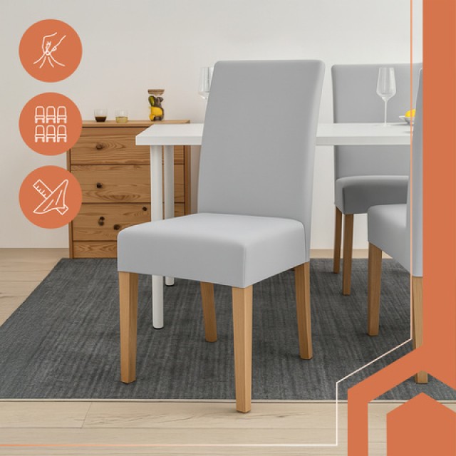 Ruhhy Σετ 6 Καλυμμάτων Καρέκλας σε Ανοιχτό Γκρι Ελαστικό Βελούδο 65...