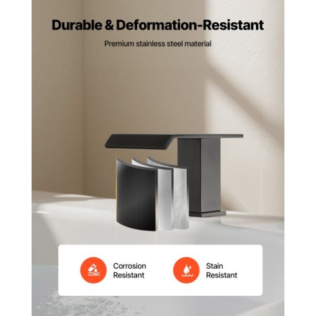 VEVOR Μπαταρία Μπανιέρας, 3 Οπές, Κρουνός Καταρράκτης, Σετ Βρύσης γ...