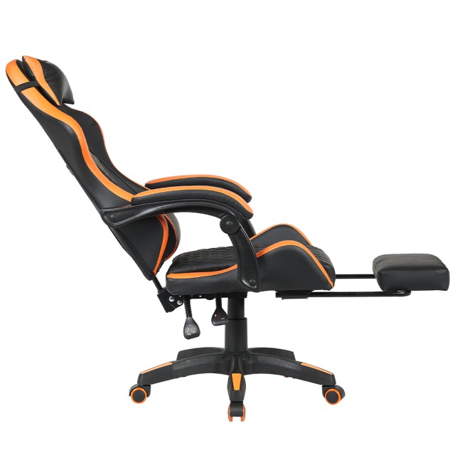 BAKAJI Πορτοκαλί Καρέκλα Γραφείου Gaming με Υποπόδιο, Εργονομική κα...