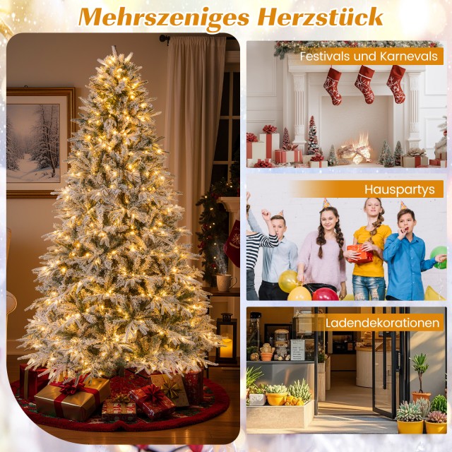 Costway 240 εκ Τεχνητό Χριστουγεννιάτικο Δέντρο με Φωτισμό & Χιόνι ...