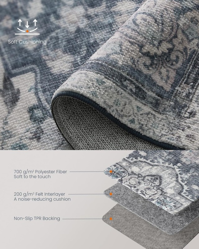 SONGMICS HOME Χαλί 60x90 εκ., Αντιολισθητικό, Πλενόμενο, Παραδοσιακό Vintage Στυλ 