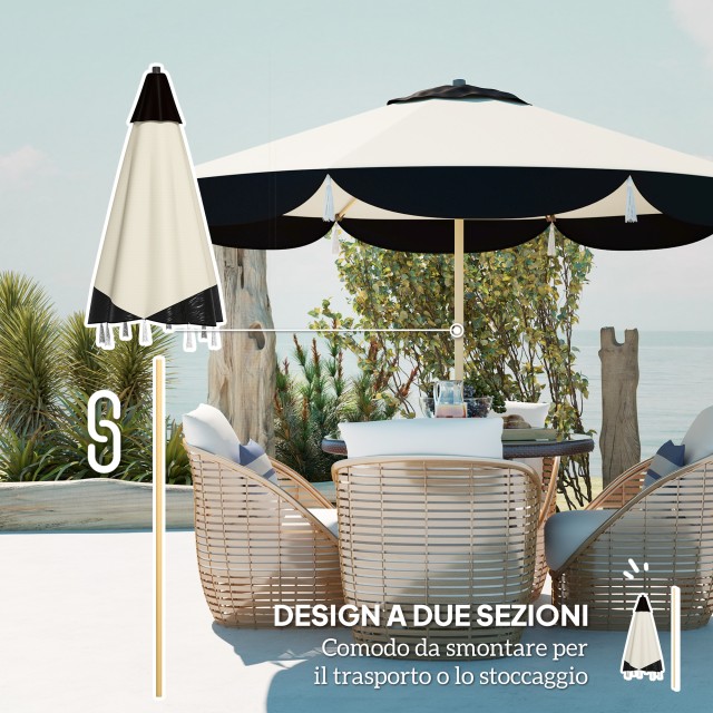 Outsunny Ομπρελόκηπος Ø2.6 m με Κάλυψη UV50+, Αεραγωγό και 8 Ακτίνες, Μπεζ 84D-349V00BG
