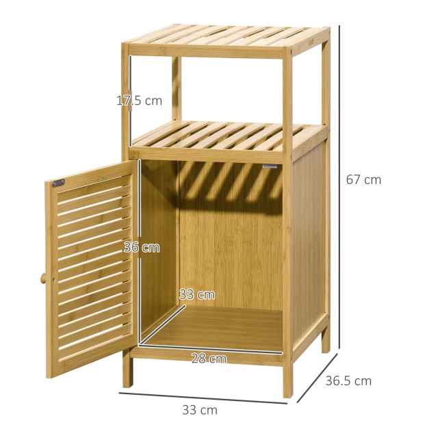kleankin Ντουλάπι Μπάνιου από Μπαμπού με Πόρτα 33x36.5x67cm Φυσικό ...