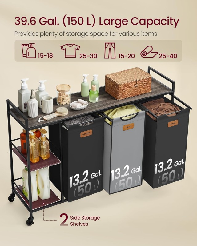 VASAGLE Τροχήλατο Έπιπλο Μπάνιου με 3 Διαχωριστικά Καλάθια Απλύτων ... VASAGLE Τροχήλατο Έπιπλο Μπάνιου με 3 Διαχωριστικά Καλάθια Απλύτων ...