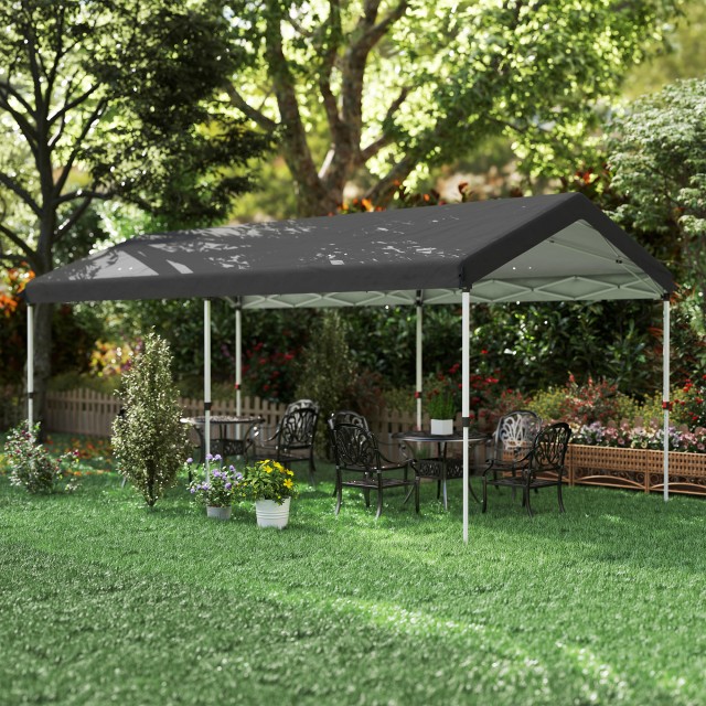Outsunny Αναδιπλούμενη Πέργκολα Pop Up 6x3 m, UPF50+ με Ρυθμιζόμενο Ύψος και Τσάντα Μεταφοράς, Σκούρο Γκρι 84C-660V00CG