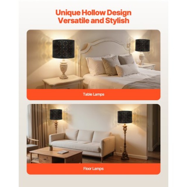 VEVOR Σετ 2 Μαύρα Στρογγυλά Καπέλα Λάμπας 13x13x10 με Άρπα YZXDZ131...