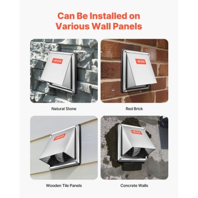VEVOR Εξωτερικό Εξαεριστικό Κάλυμμα Τοίχου Ανοξείδωτο Ατσάλι 97mm -...