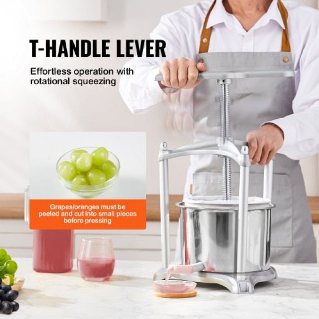 Πρέσα Φρούτων VEVOR 6L, Χειροκίνητη για Χυμούς & Λάδι  TSGJYZJBXG6L26ASIV0