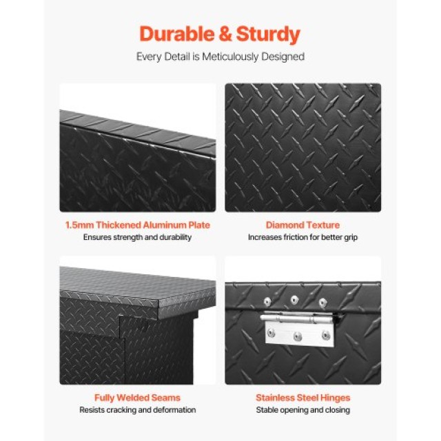 VEVOR Κουτί Εργαλείων Αλουμινίου  για Φορτηγό - 69x12x14 Μαύρο QRSH...