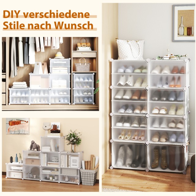 Costway Οργανωτής Παπουτσιών 124 x 32 x 125 εκ DIY Λευκή Πλαστική Ν...