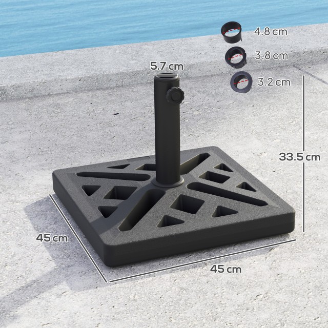 Outsunny Βάση για Ομπρέλα 15kg Τετράγωνη για Ομπρέλες Μέγ. 2.2 m και Κοντάρια 32/38/48 mm, Μαύρο 84D-352V00BK